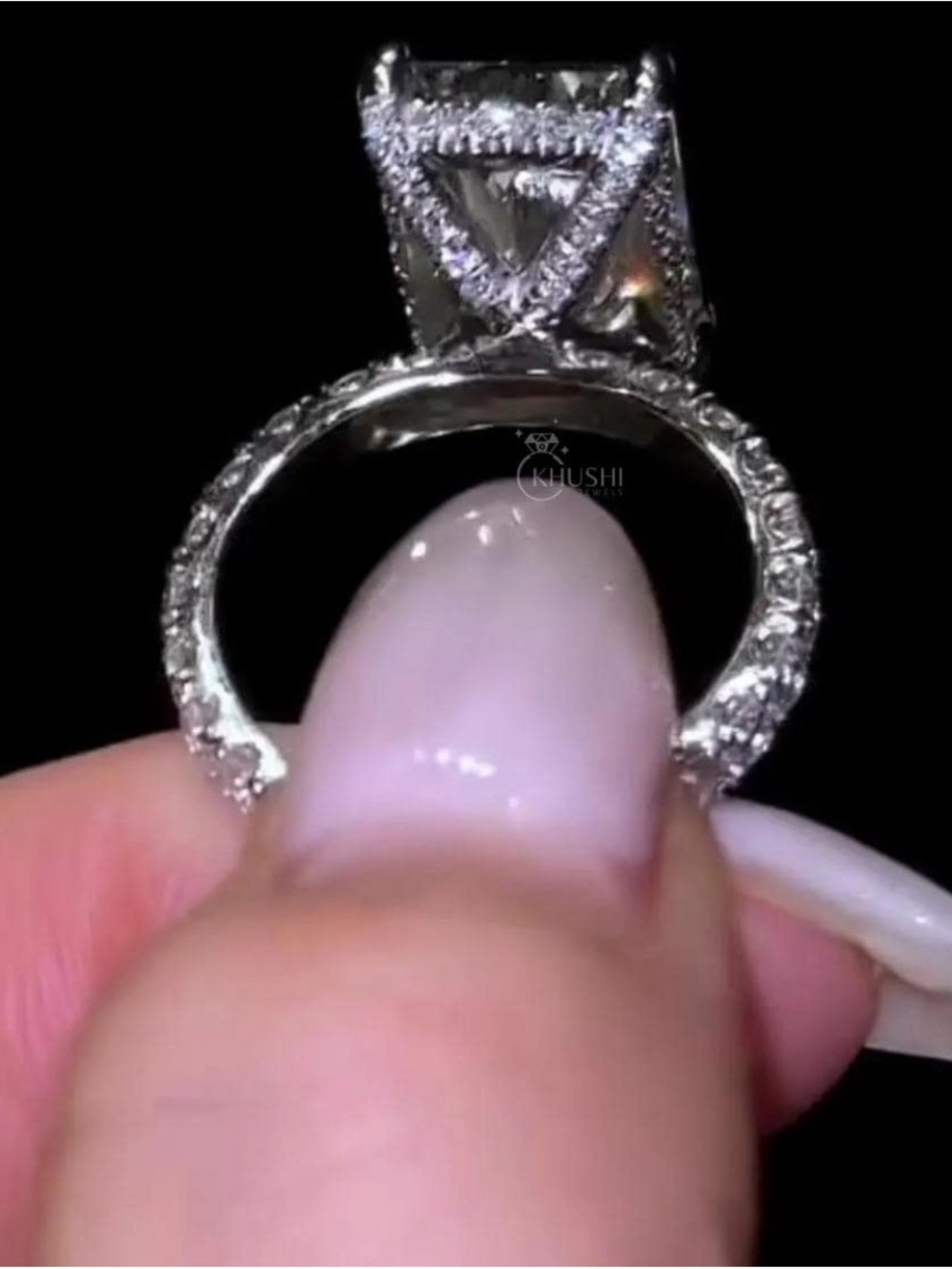 5 carat radiant cut, hidden halo Engagement Ring - Picture 4 of 6